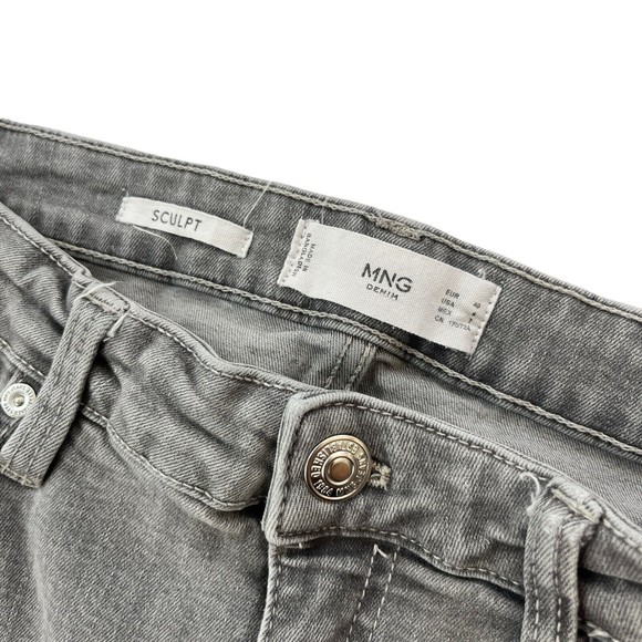 MNG Mango Sculpt Jeans Womens 8 Gray Light Washed Slim Fit Cropped Casual Ladies - Picture 2 of 8